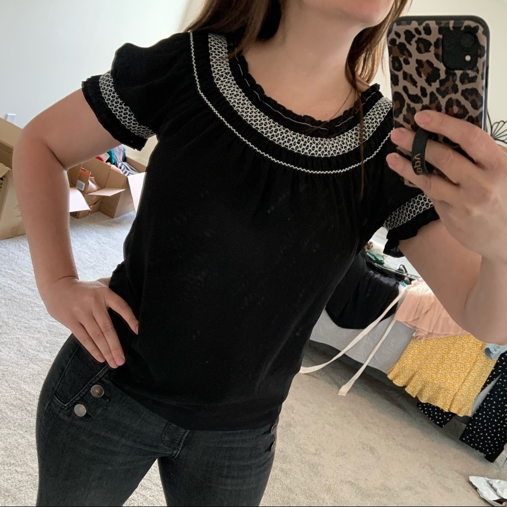 Express black and white top